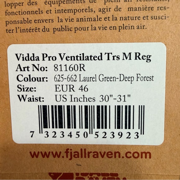 Fjallraven Mens Vidda Pro Ventilated Trousers Outdoor Hiking Pants Green 30-31” - Picture 5 of 16